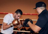 WBC Super Lightweight Champ Jose Ramirez was at The Tachi Palace Hotel & Casino Wednesday preparing for his Sunday title bout at Fresno's Save Mart Center. Here, he's sparring with his trainer.